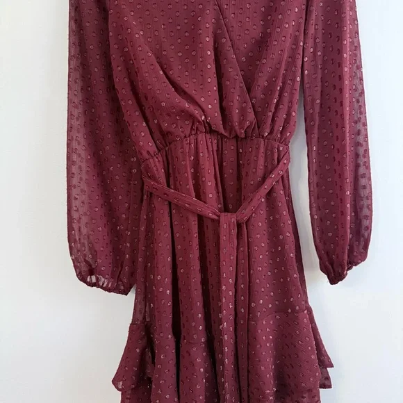 Thread & Supply Women's Maroon Long-Sleeve Wrap Dress - Picture 3 of 6
